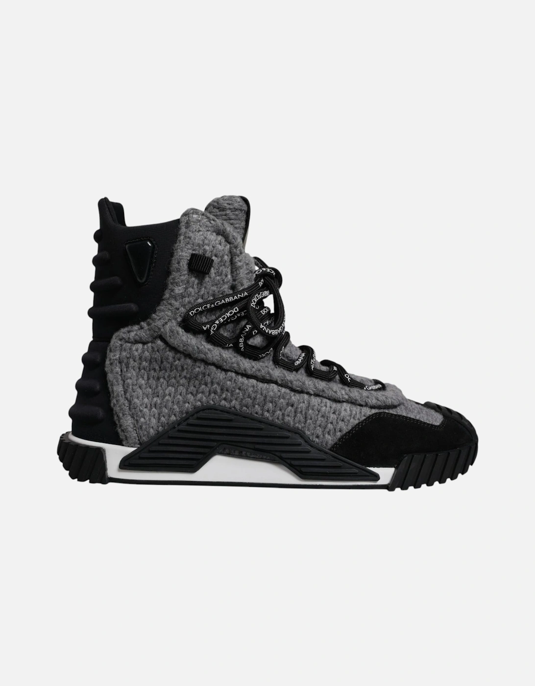 High Top Lace Up Sneakers with Wool Elements Women - Black And Gray, 6 of 5
