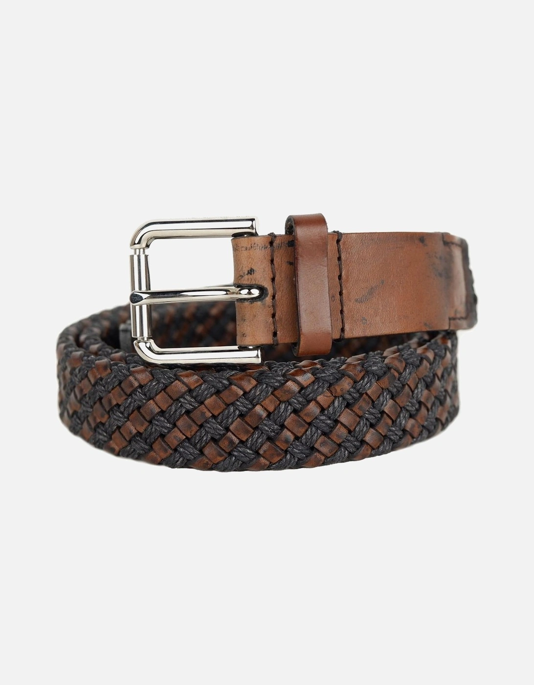 Woven Calfskin Belt with Metal Logo Buckle Women - Brown, 3 of 2