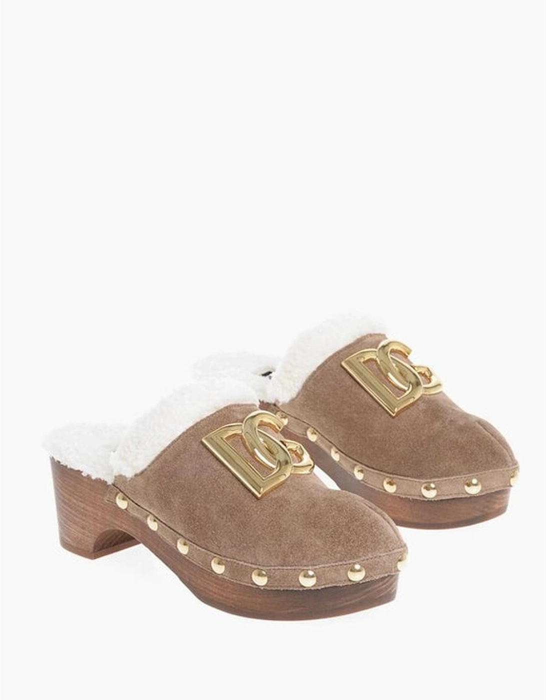 Round Toeline Suede Wooden Heel Shoes Women - Beige Sandals, 6 of 5