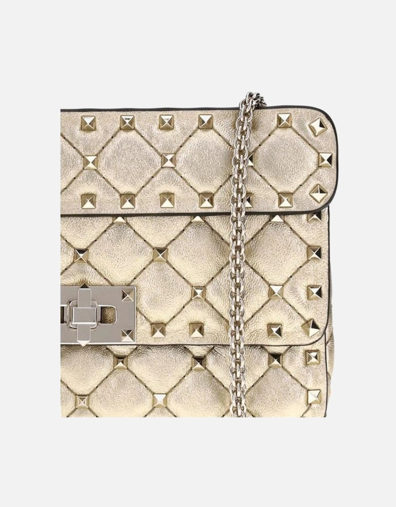Rockstud Spike Quilted Small Shoulder Bag Women - Gold