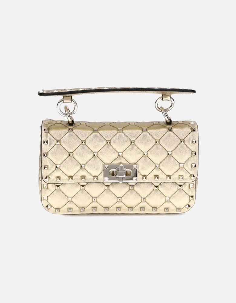 Rockstud Spike Quilted Small Shoulder Bag Women - Gold