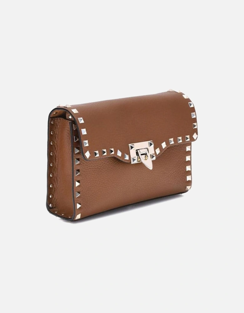 Rockstud Studded Shoulder Bag with Swivel Closure Women - Brown