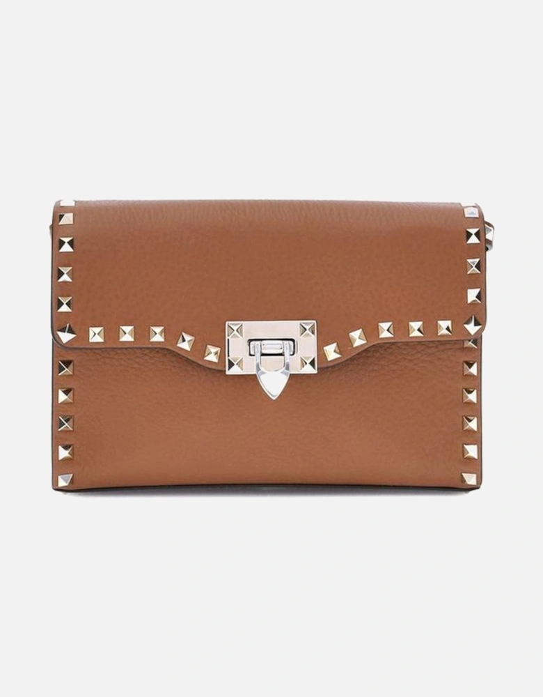 Rockstud Studded Shoulder Bag with Swivel Closure Women - Brown