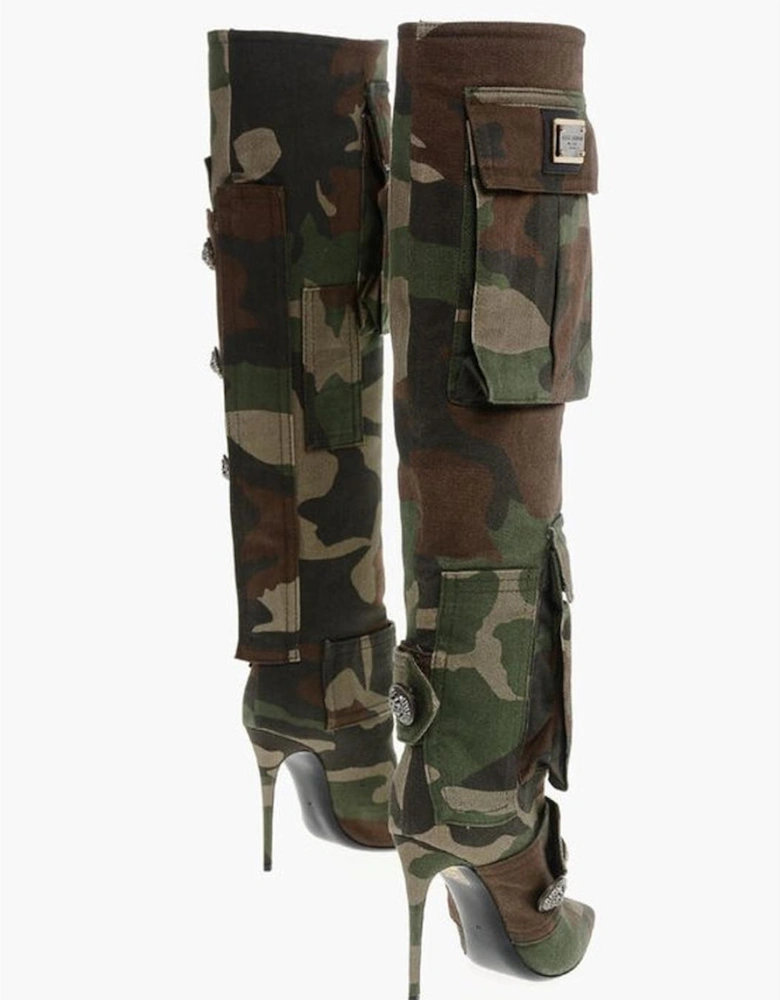 Stiletto Heels with Leather Sole Women - Army Boots
