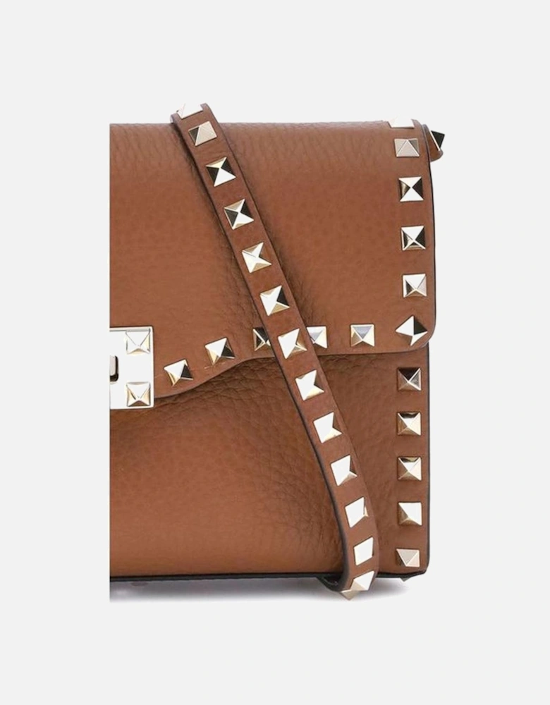 Rockstud Studded Shoulder Bag with Swivel Closure Women - Brown