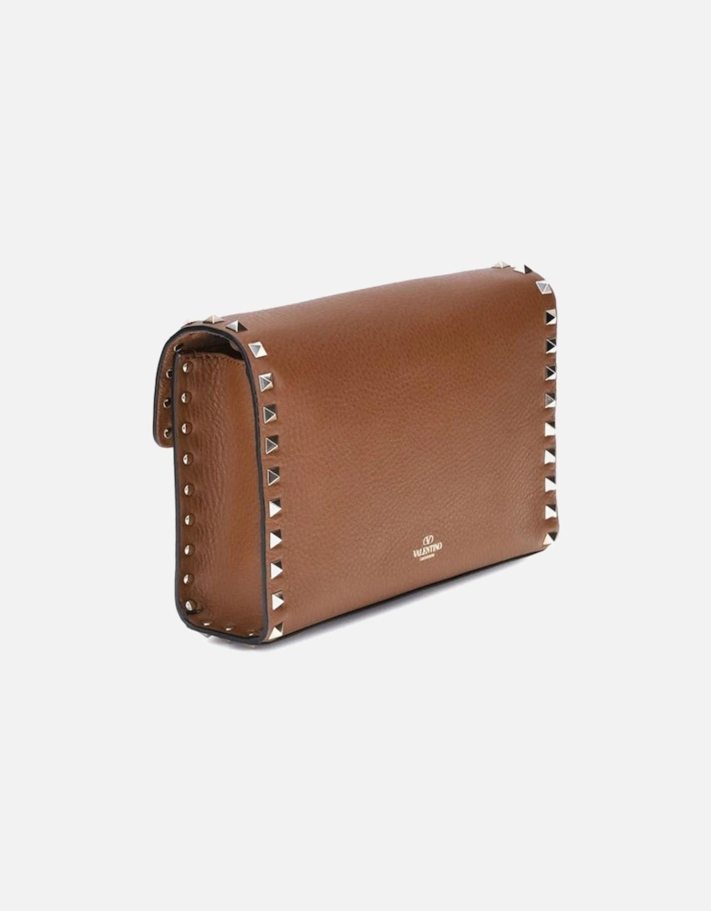 Rockstud Studded Shoulder Bag with Swivel Closure Women - Brown