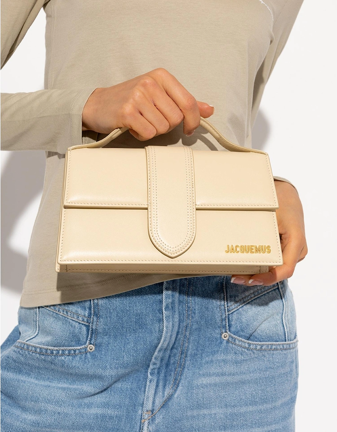 Le Grand Bambino Leather Bag with Gold Hardware Women - Beige Handbags