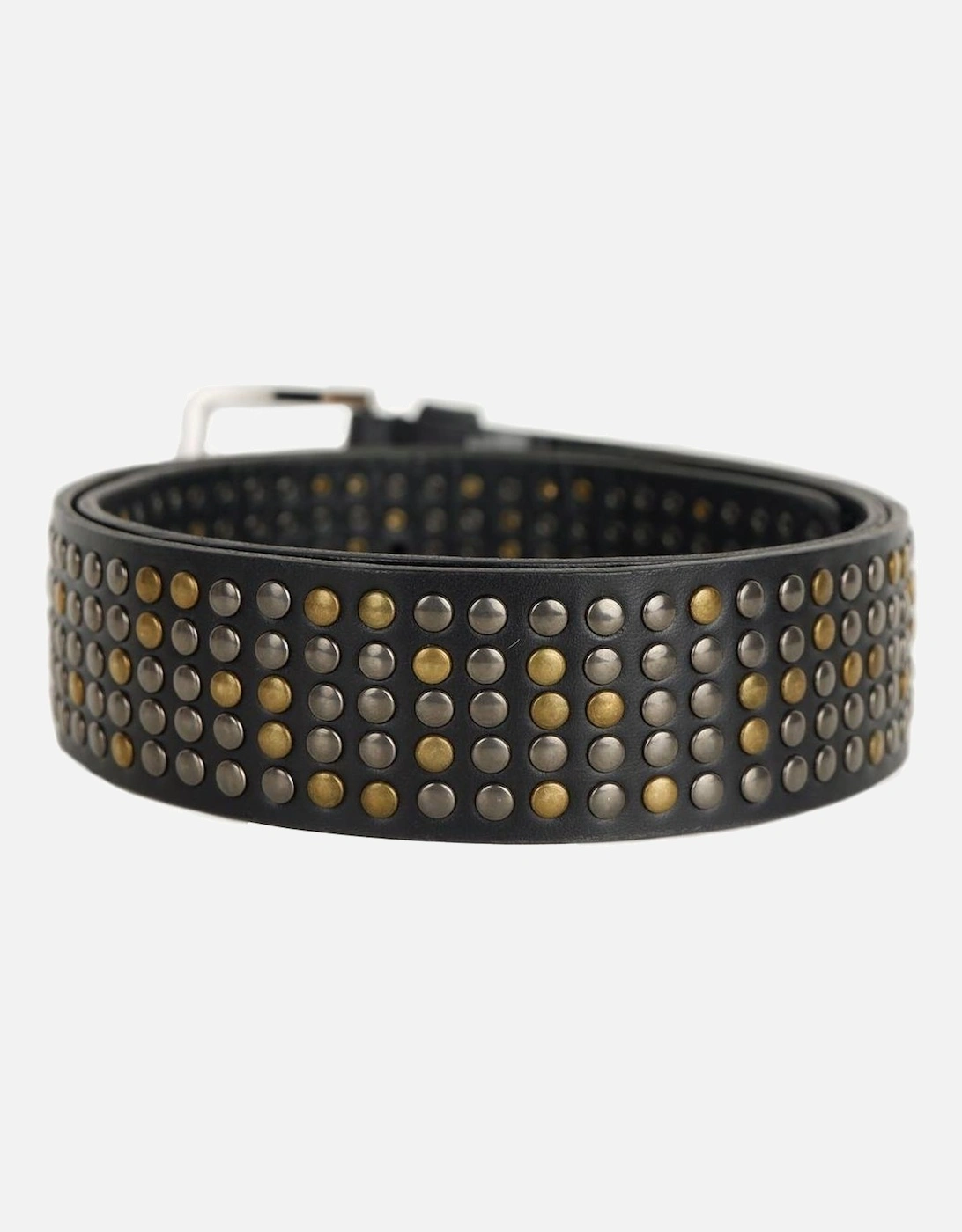 Calfskin Belt with Gold and Silver Studs Women - Black