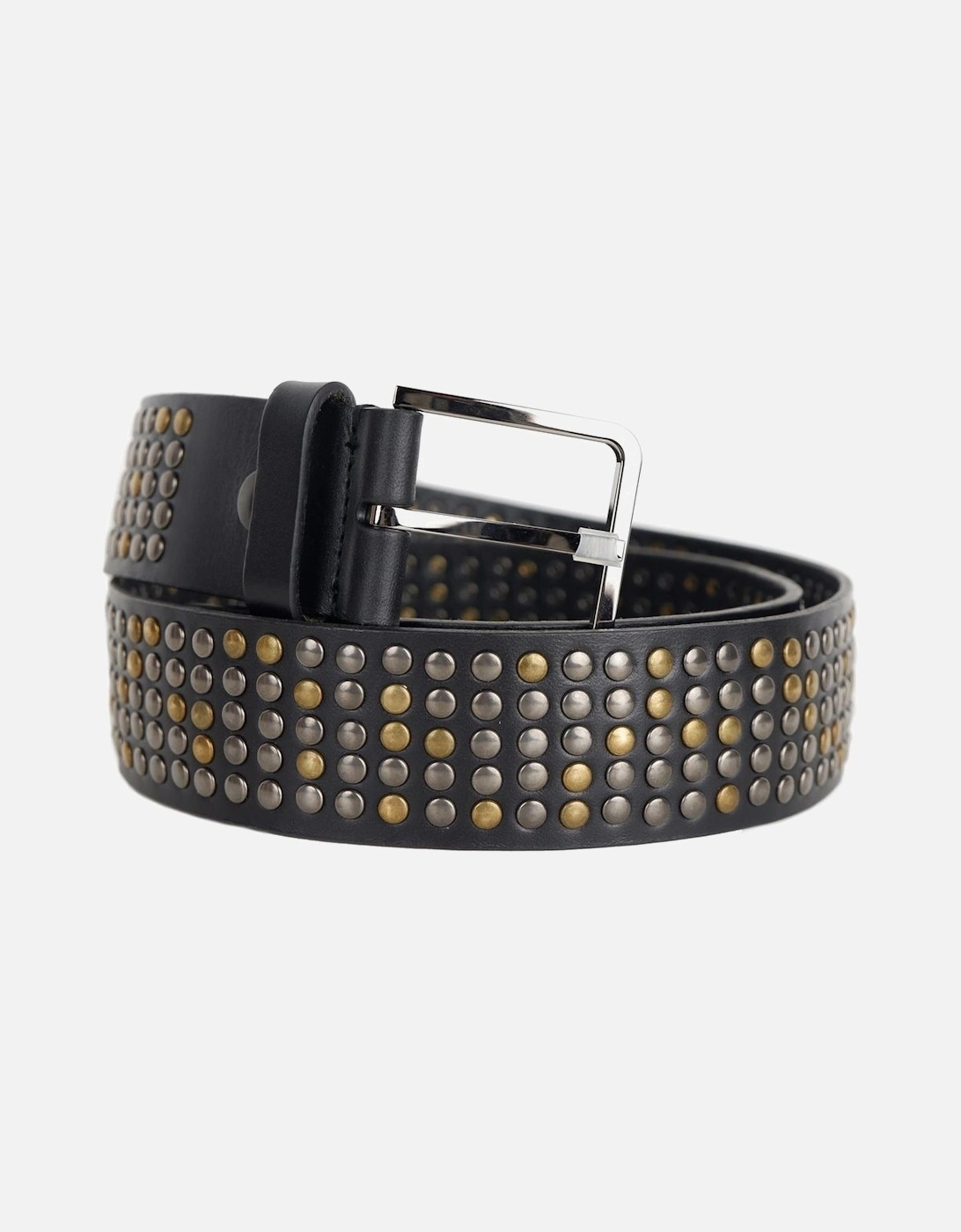 Calfskin Belt with Gold and Silver Studs Women - Black, 3 of 2