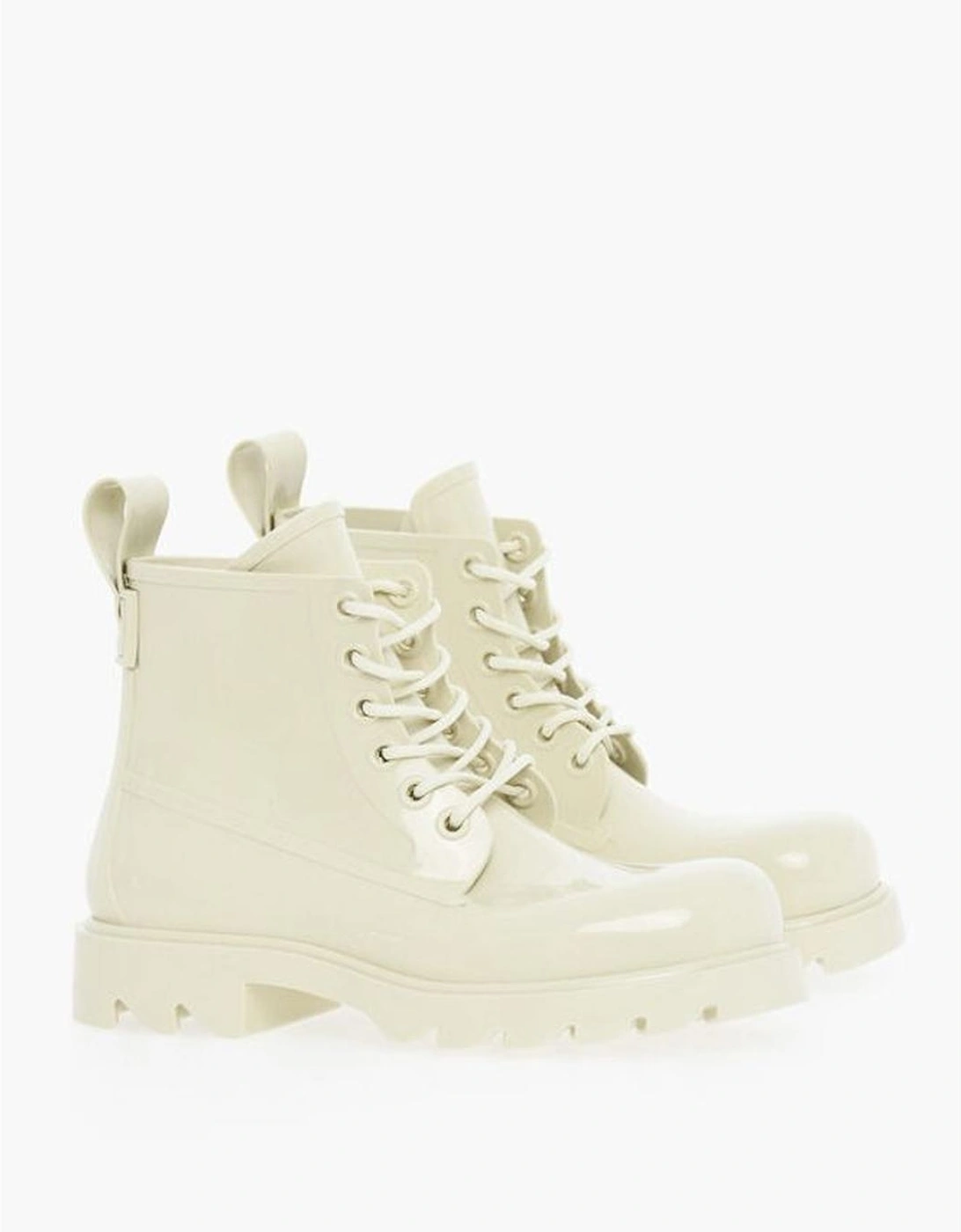 Rubber Sole Lace-Up Platform Sneakers Women - White Boots, 6 of 5