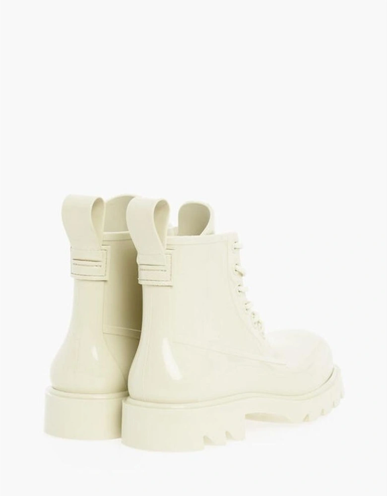 Rubber Sole Lace-Up Platform Sneakers Women - White Boots