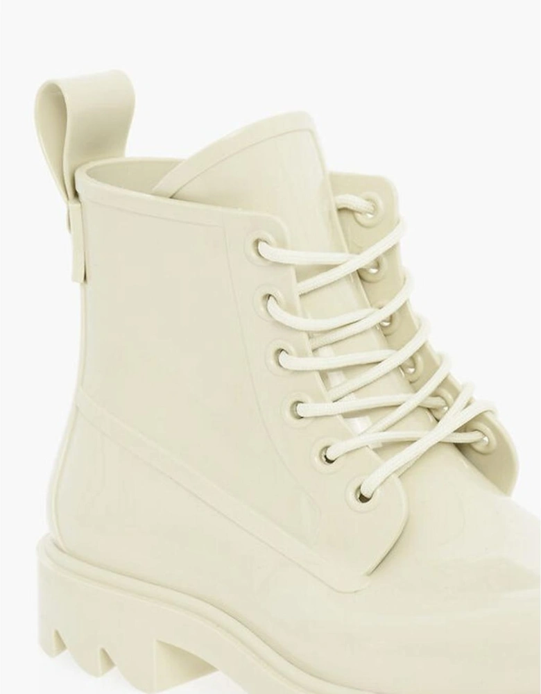 Rubber Sole Lace-Up Platform Sneakers Women - White Boots