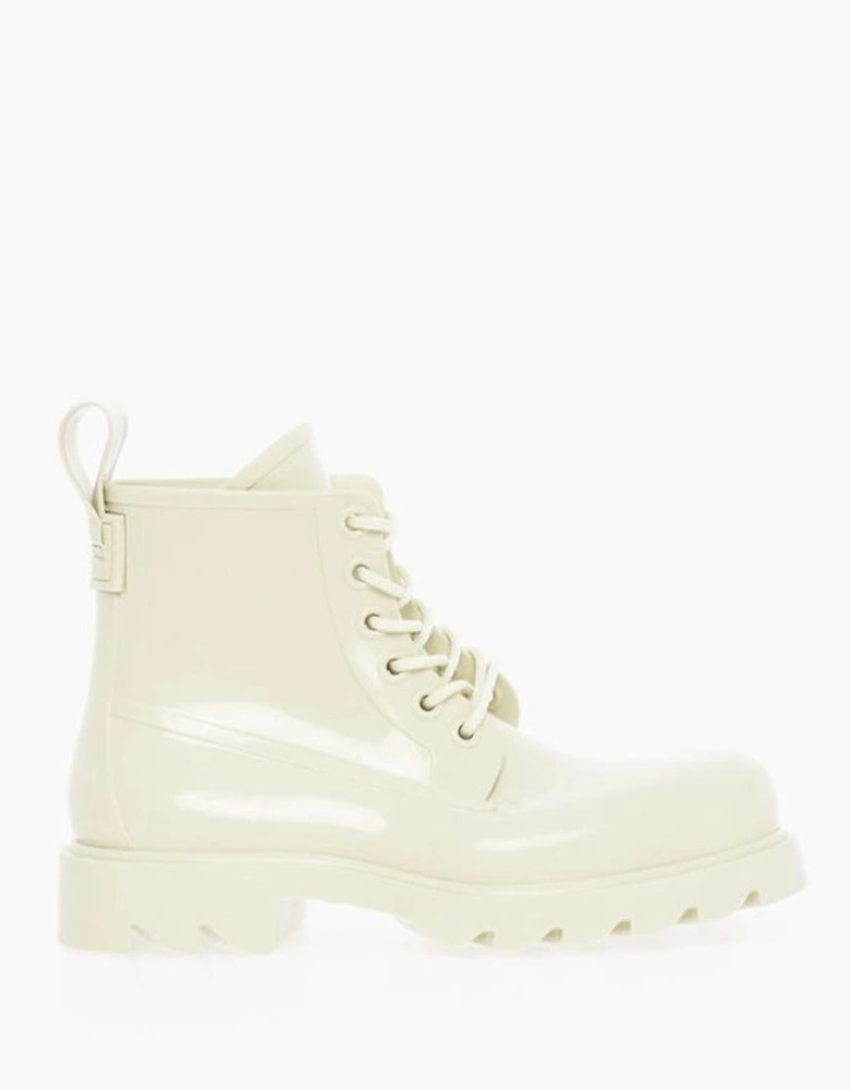 Rubber Sole Lace-Up Platform Sneakers Women - White Boots