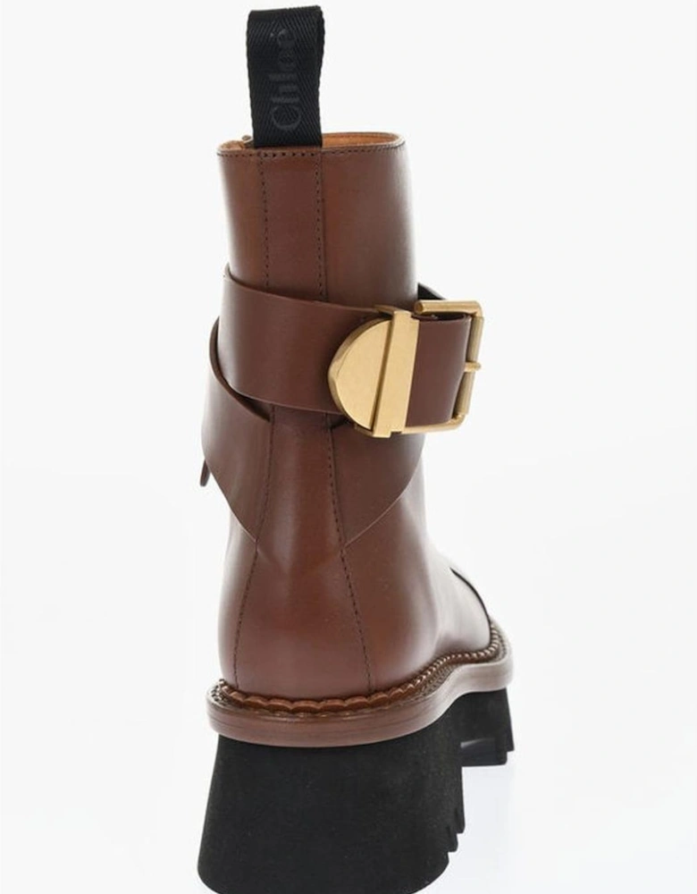 Rugged Sole Buckle Zip Boots Women - Brown