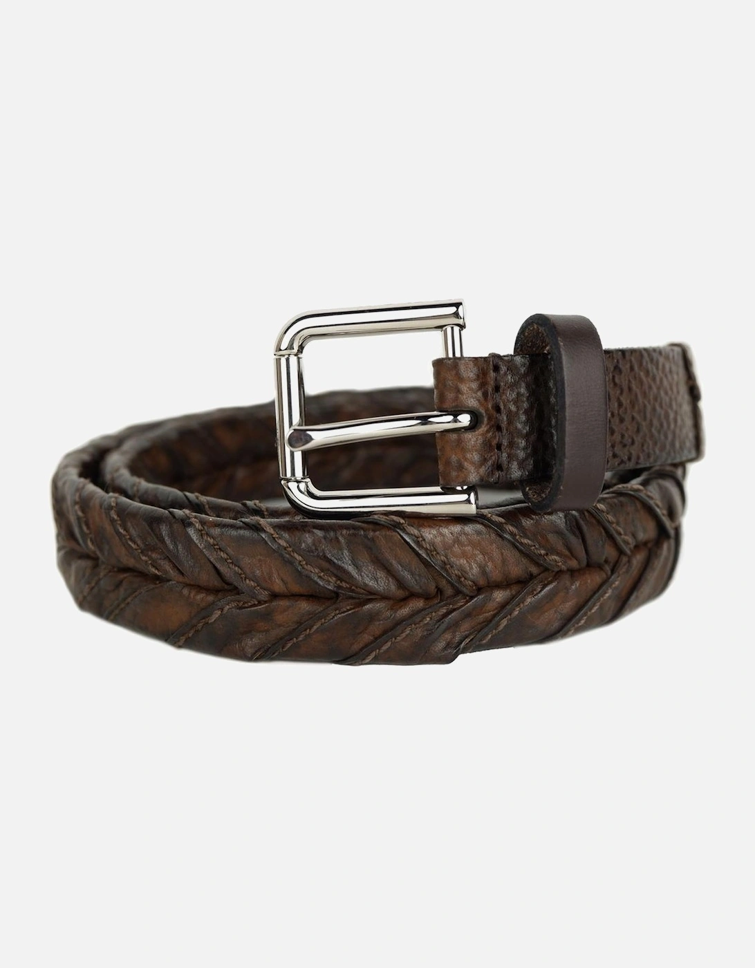 Woven Calfskin Belt with Metal Buckle Women - Brown, 3 of 2