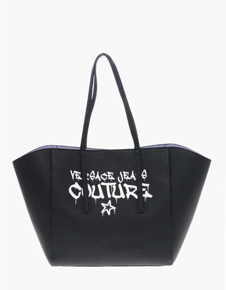 Solid Print Shoulder Handbag with Logo Women - Black Tote Bags