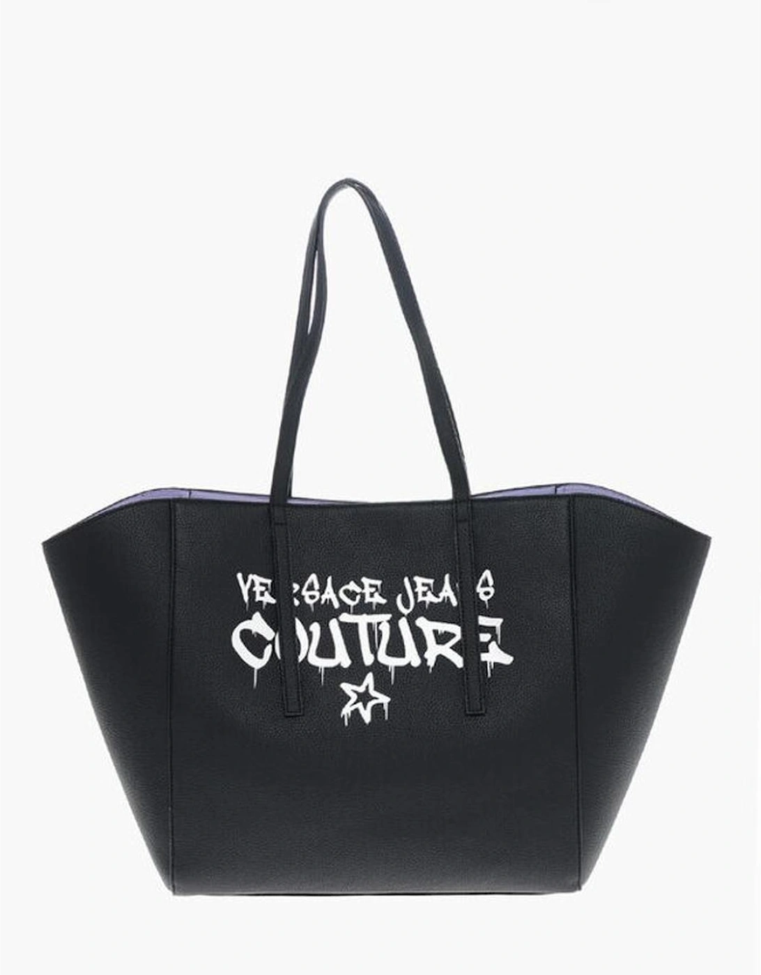 Solid Print Shoulder Handbag with Logo Women - Black Tote Bags, 6 of 5
