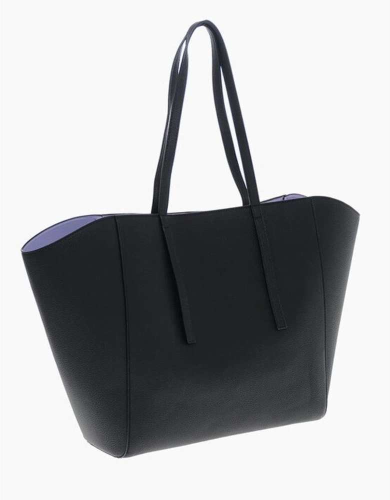 Solid Print Shoulder Handbag with Logo Women - Black Tote Bags