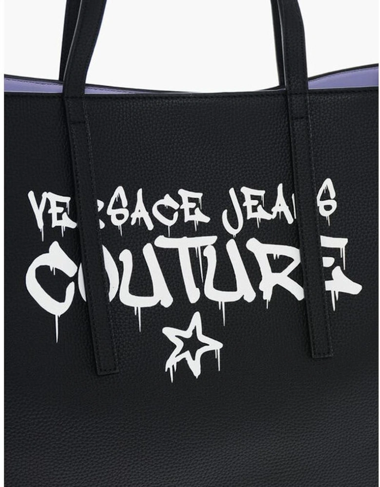Solid Print Shoulder Handbag with Logo Women - Black Tote Bags