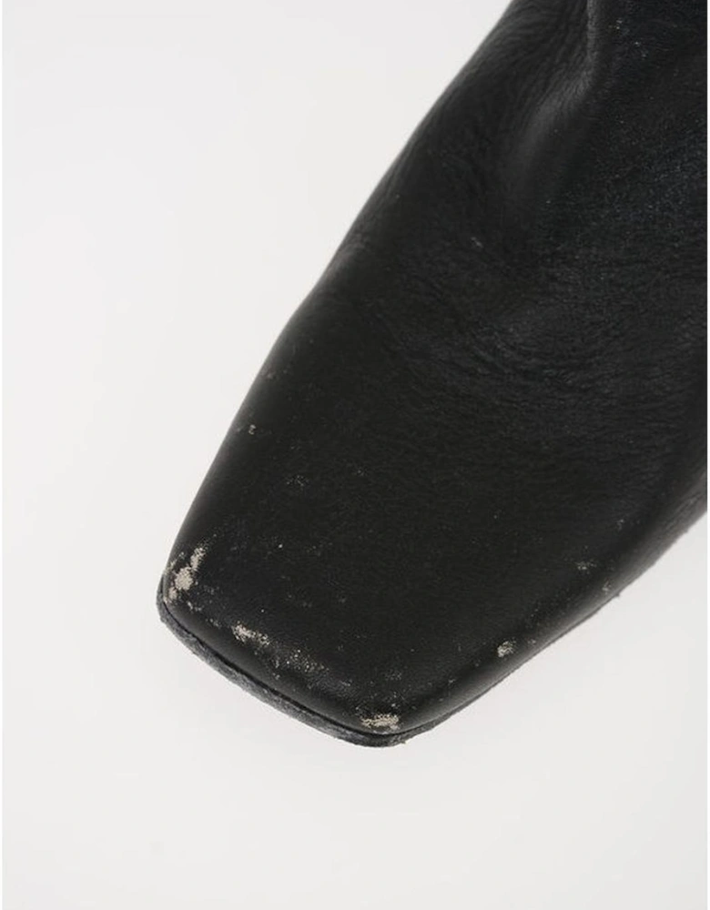 Vintage Effect Leather Zip Closure Boots Women - Black