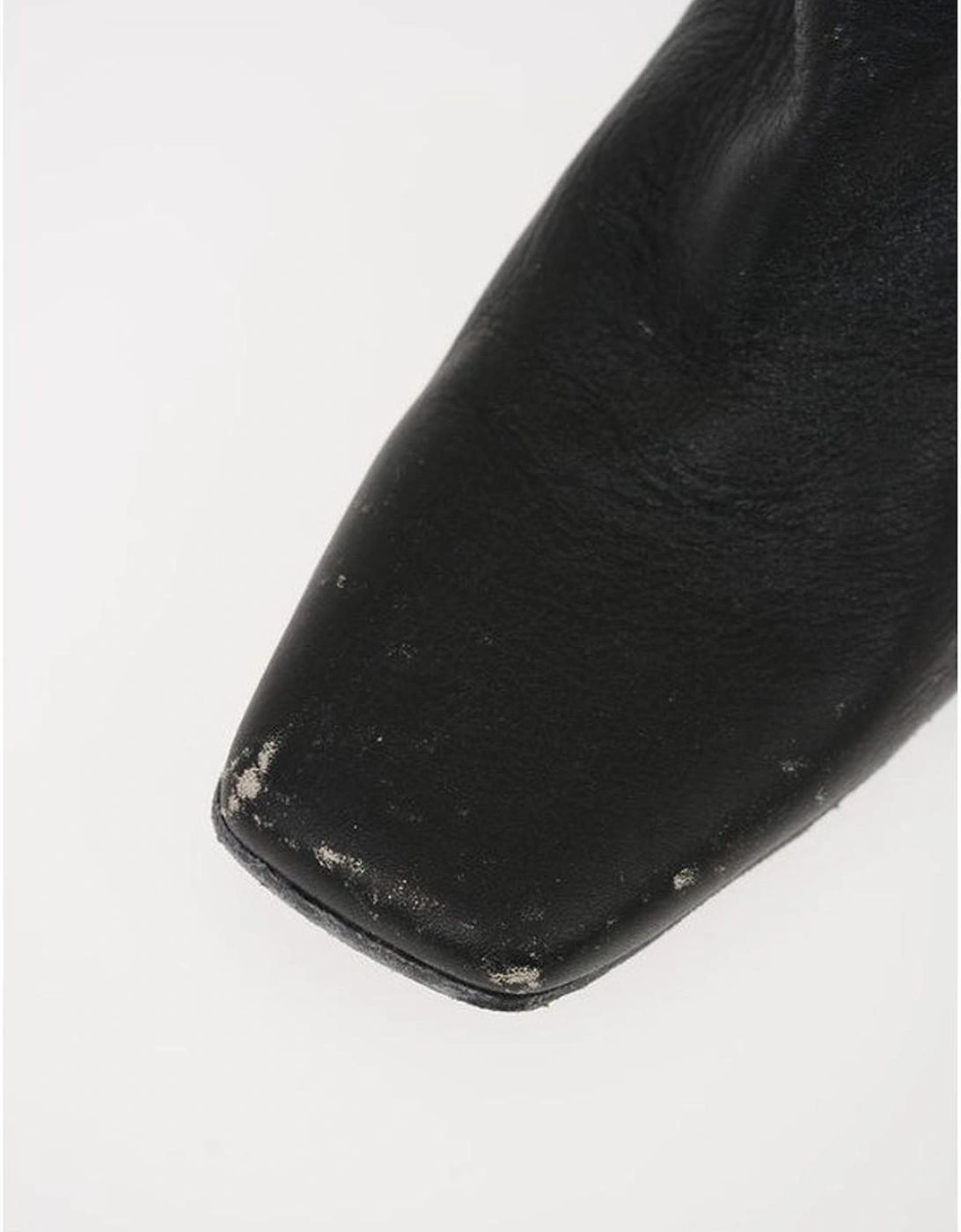 Vintage Effect Leather Zip Closure Boots Women - Black