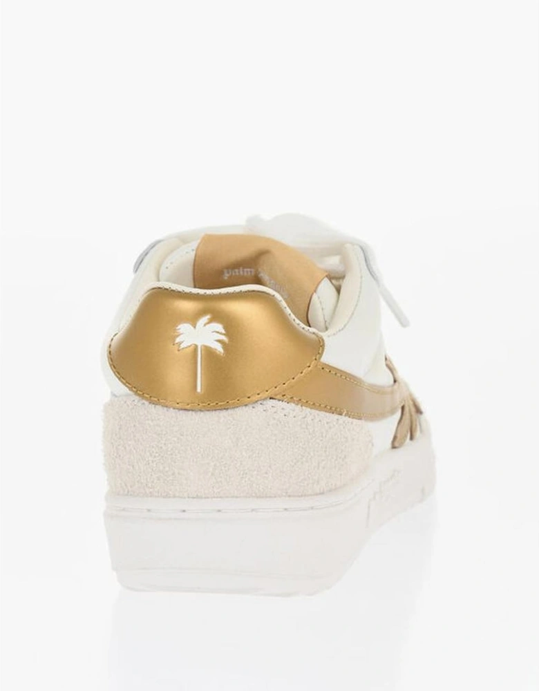 Lace-Up Leather and Suede Sneakers Women - White