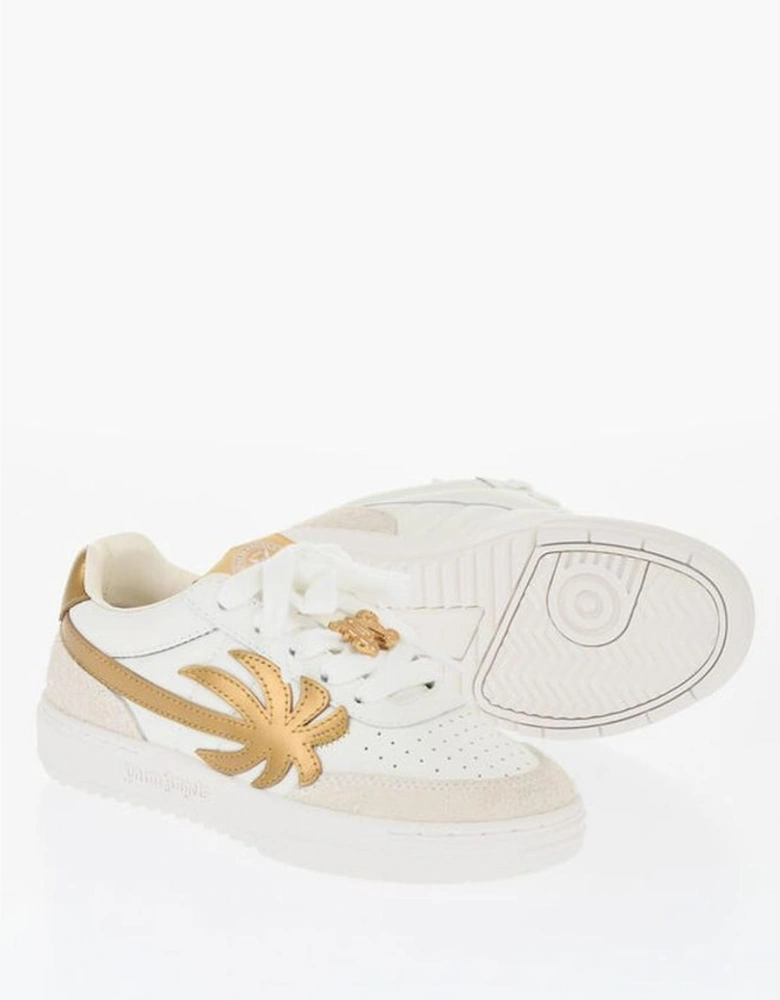 Lace-Up Leather and Suede Sneakers Women - White