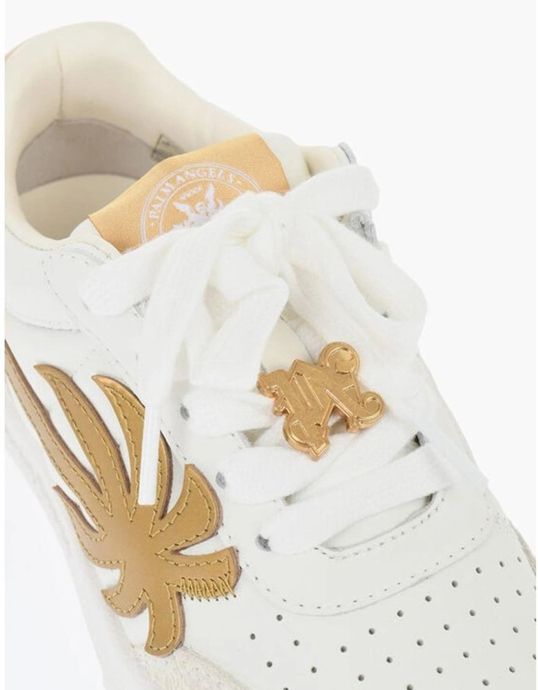 Lace-Up Leather and Suede Sneakers Women - White