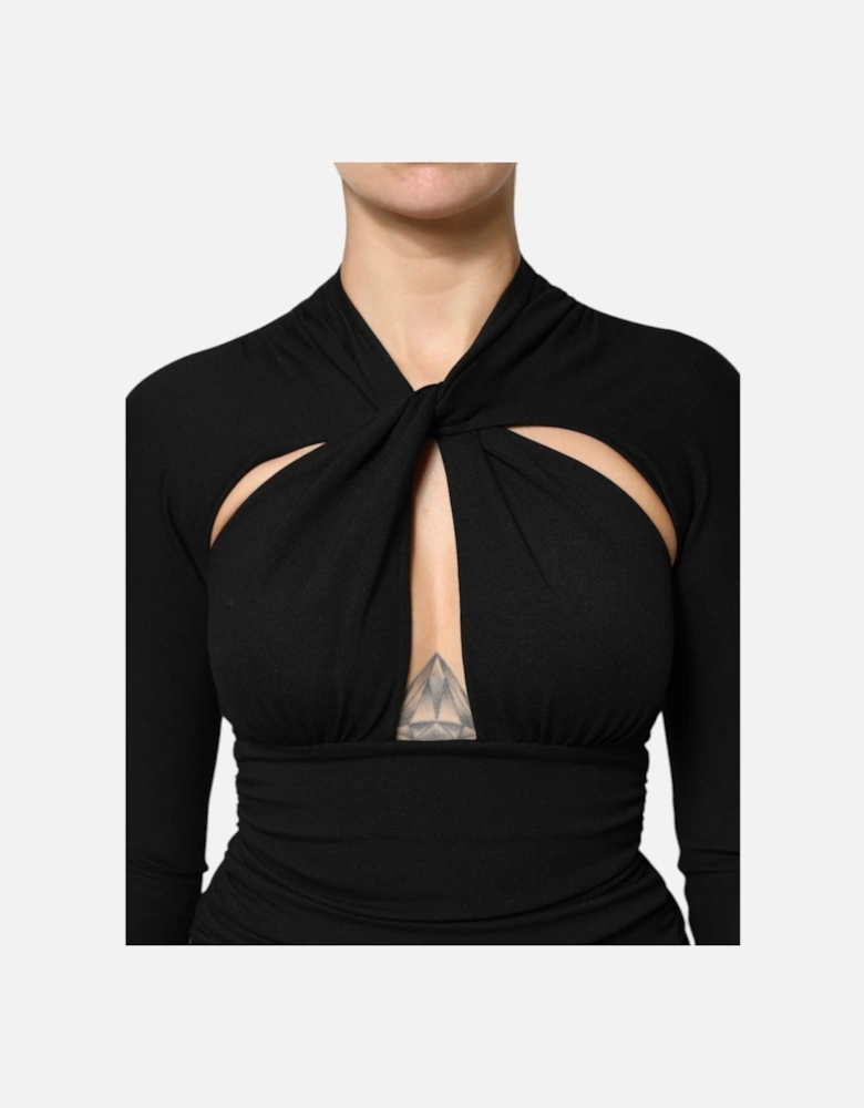 Sheath Midi Dress with Zipper Closure Women - Black Dresses