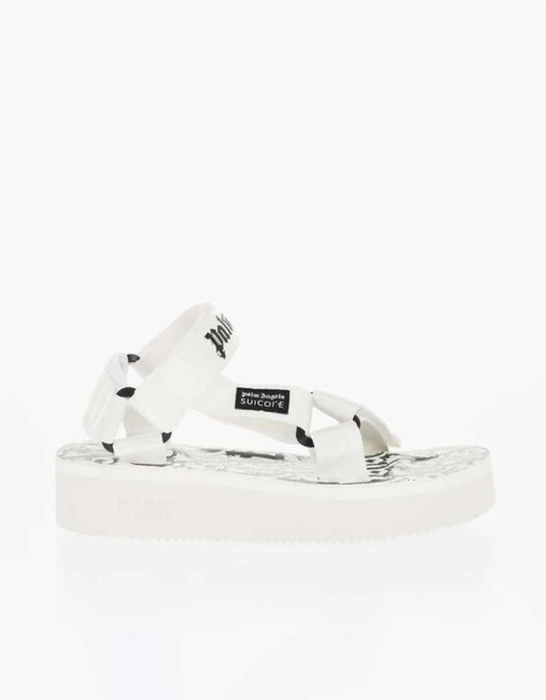 Rubber Sole Ankle Buckle Sandals Women - White