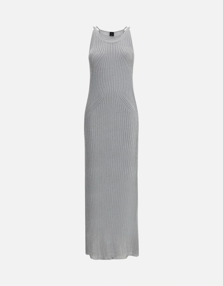 Metallic Knit Long Dress with Thin Straps Women - Orange Dresses