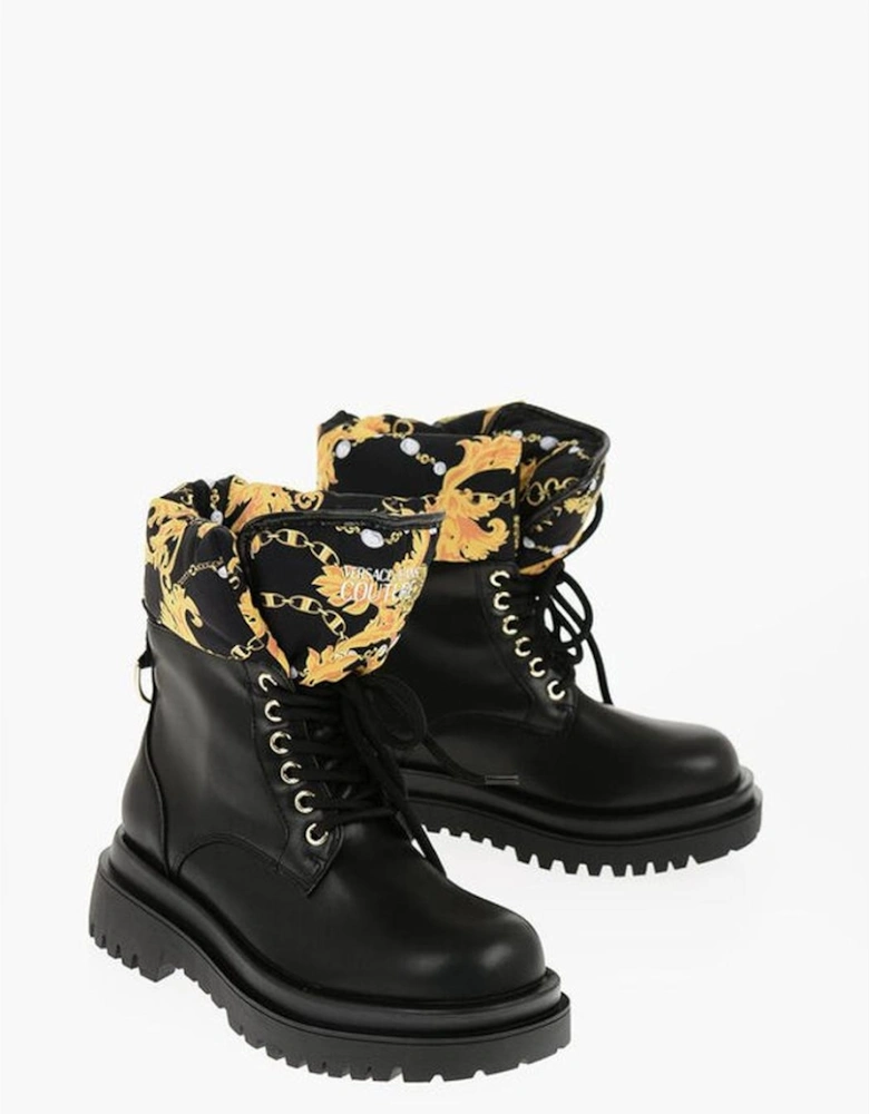 Lace-Up Eco-Leather Boots with Rugged Rubber Sole Women - Black