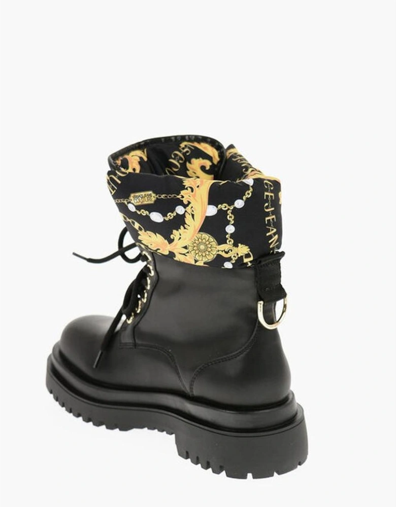 Lace-Up Eco-Leather Boots with Rugged Rubber Sole Women - Black