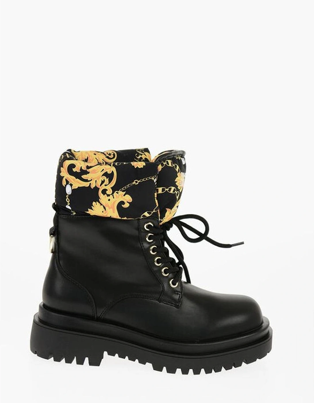 Lace-Up Eco-Leather Boots with Rugged Rubber Sole Women - Black