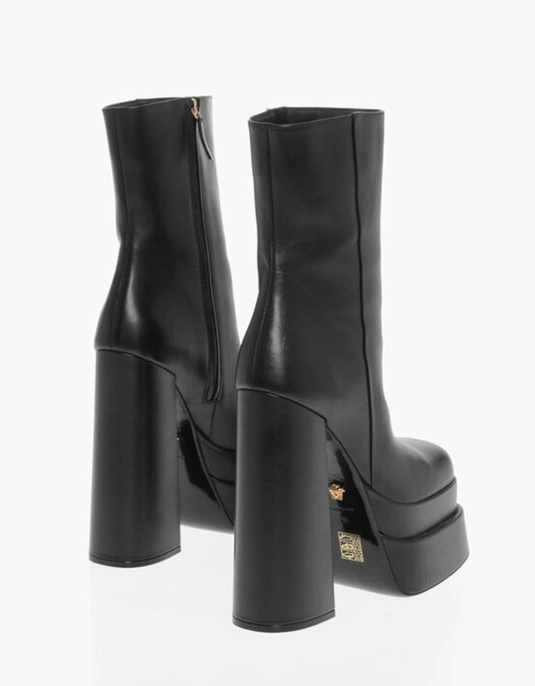 Leather Platform Heel Boots Women - Black