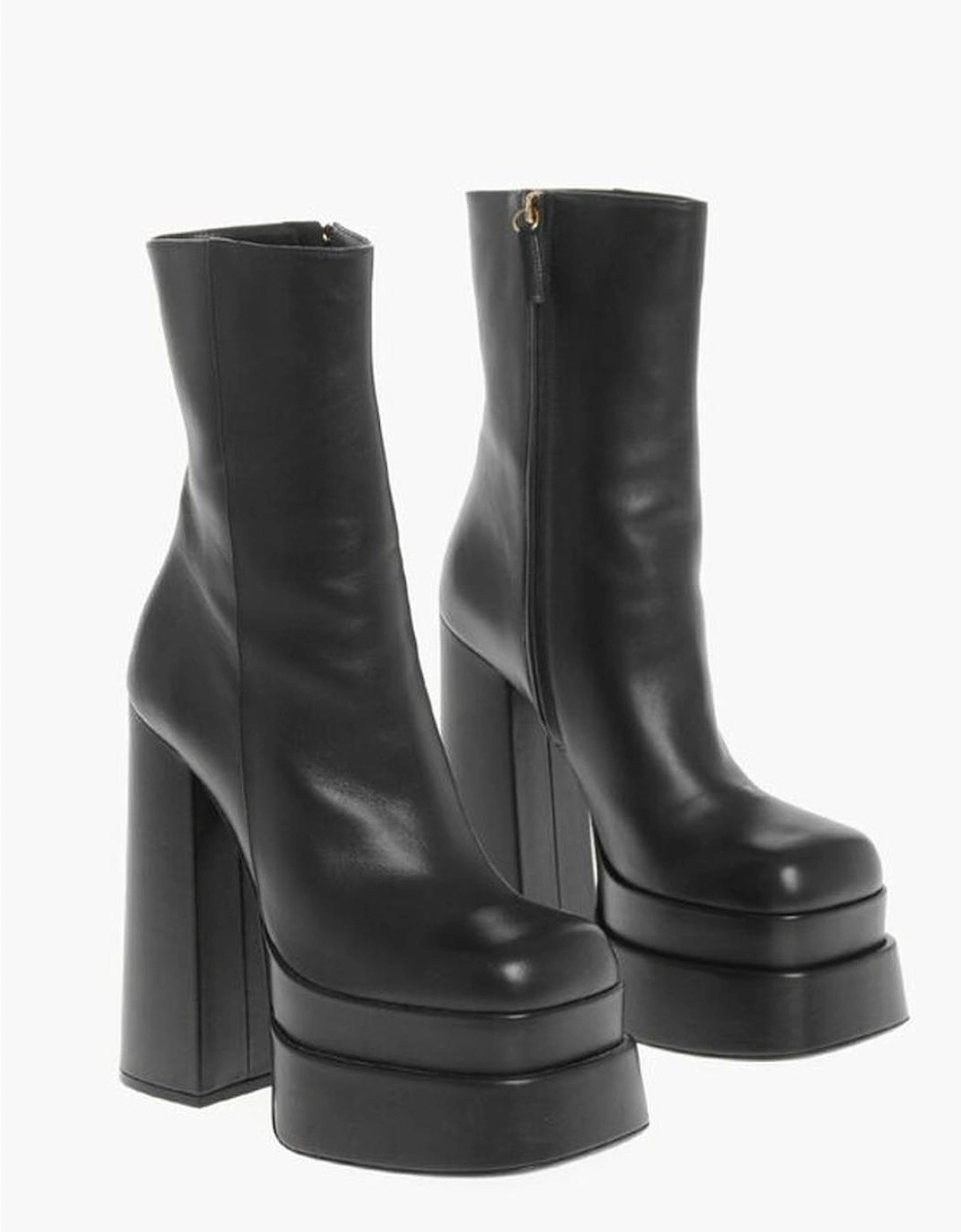 Leather Platform Heel Boots Women - Black, 6 of 5