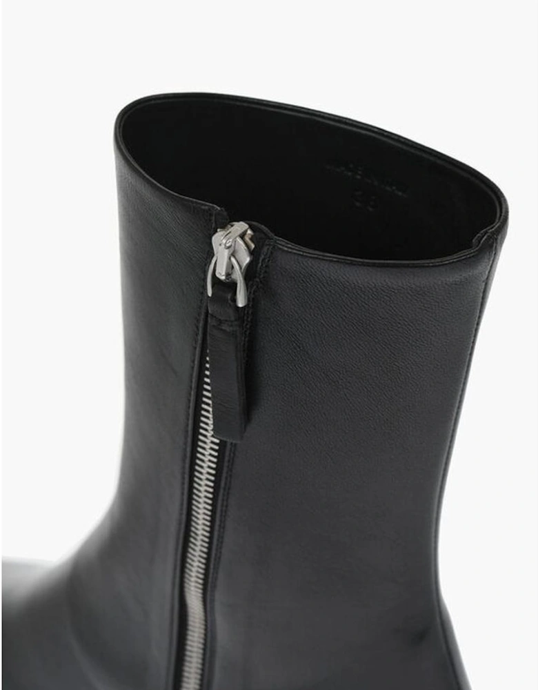 Square Toeline Leather Stiletto Heels Women - Black Boots