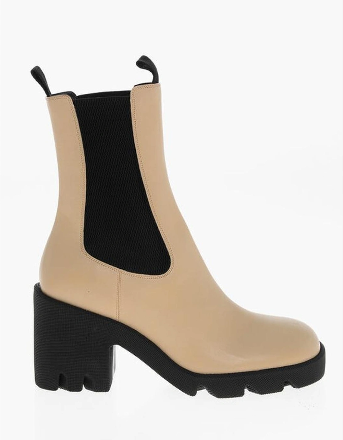 Leather Pull-On Boots with Rugged Sole Women - Yellow