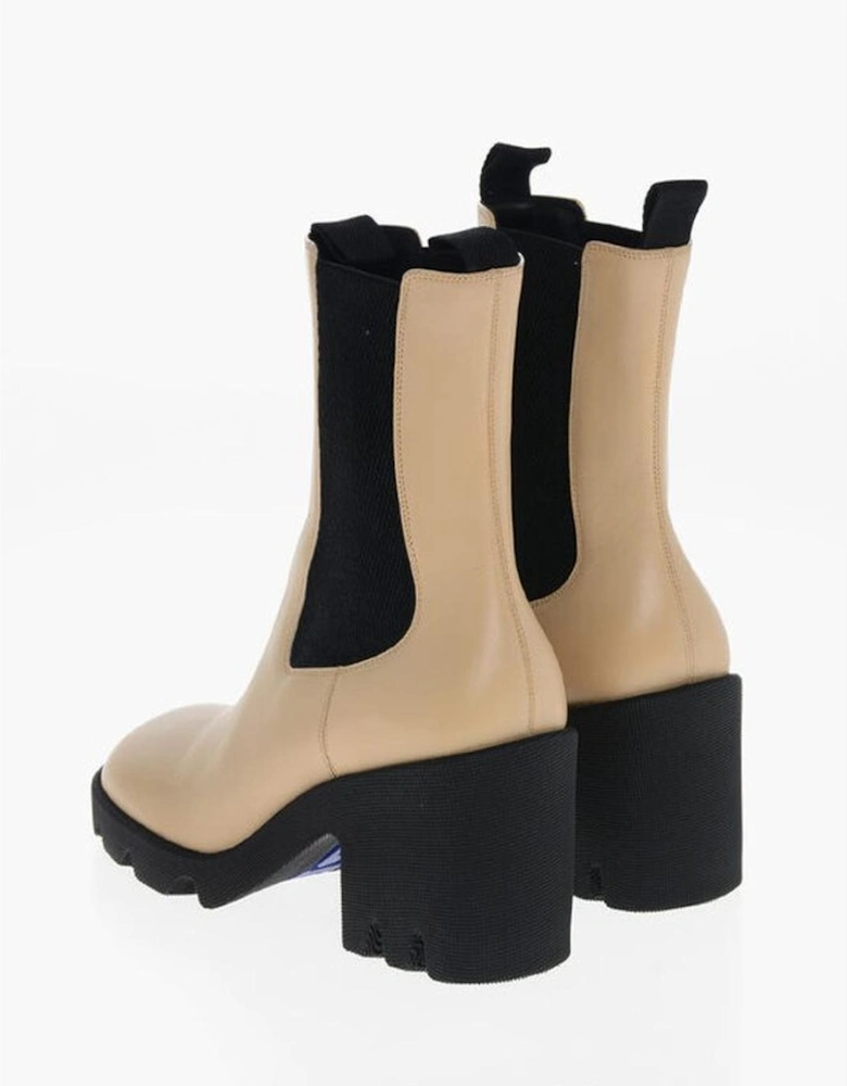 Leather Pull-On Boots with Rugged Sole Women - Yellow