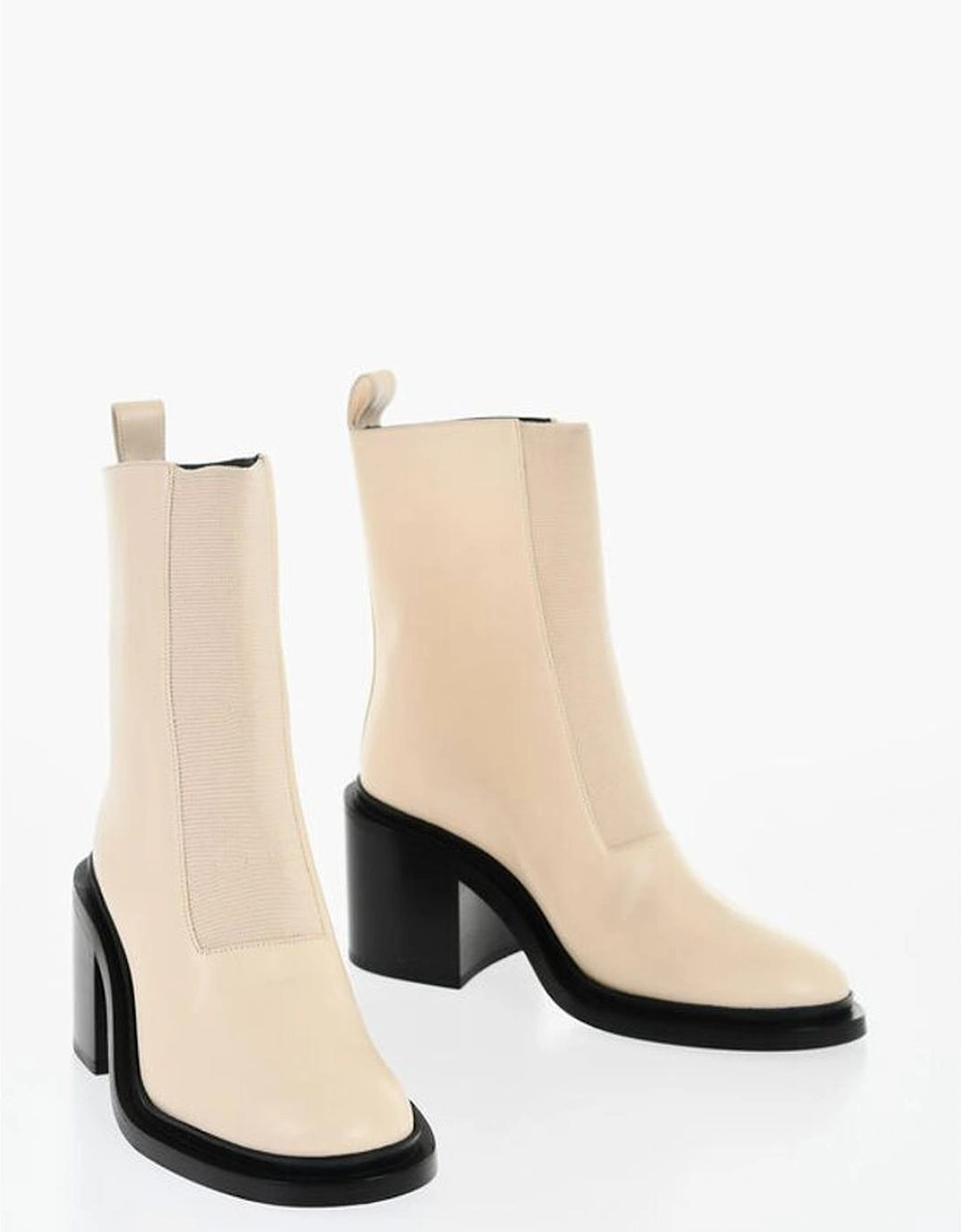 Round Toeline Leather Sole Pull-On Boots Women - Beige, 5 of 4