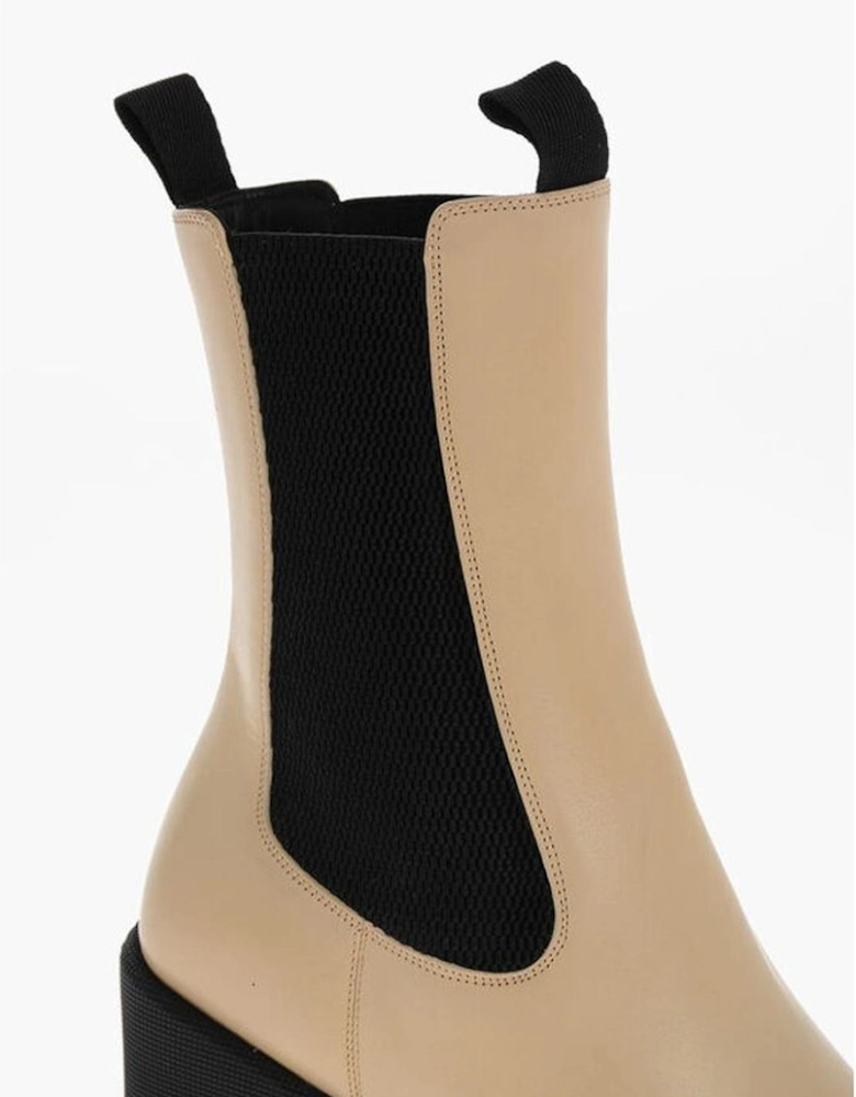 Leather Pull-On Boots with Rugged Sole Women - Yellow