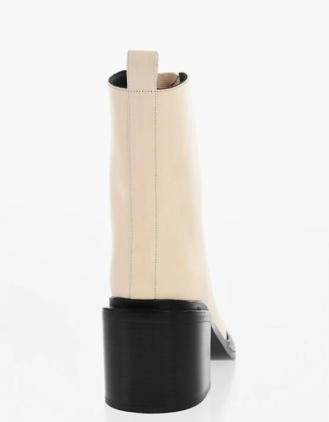 Round Toeline Leather Sole Pull-On Boots Women - Beige
