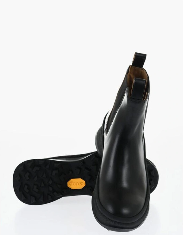 Leather Pull-On Boots with Rubber Sole Women - Black