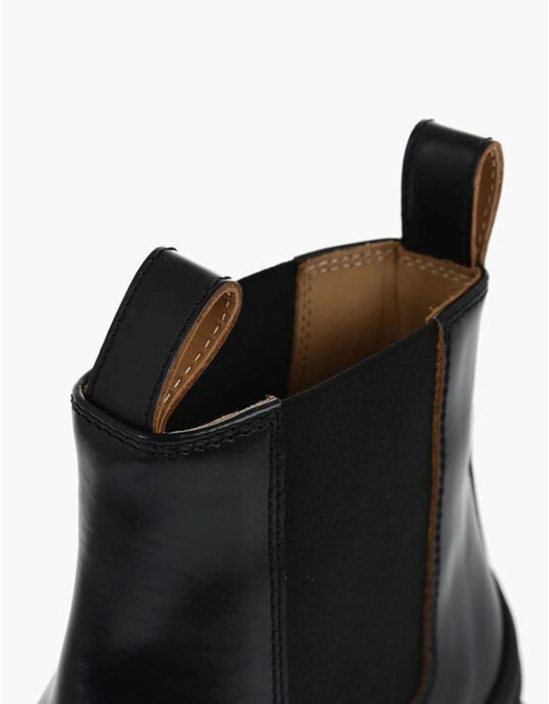Leather Pull-On Boots with Rubber Sole Women - Black