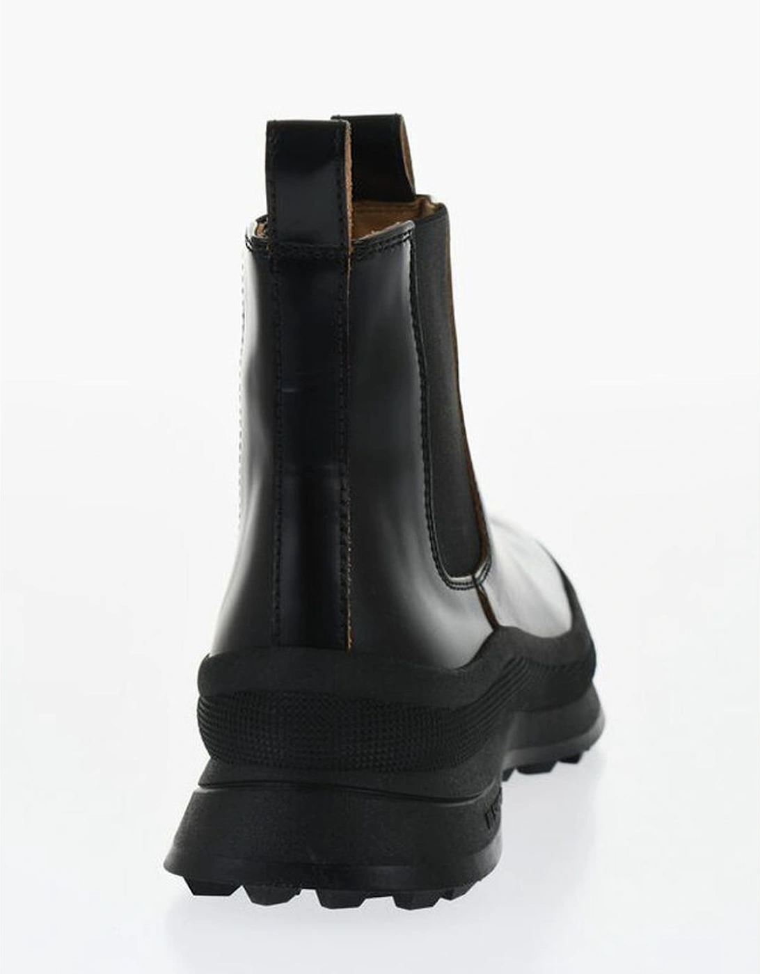 Leather Pull-On Boots with Rubber Sole Women - Black