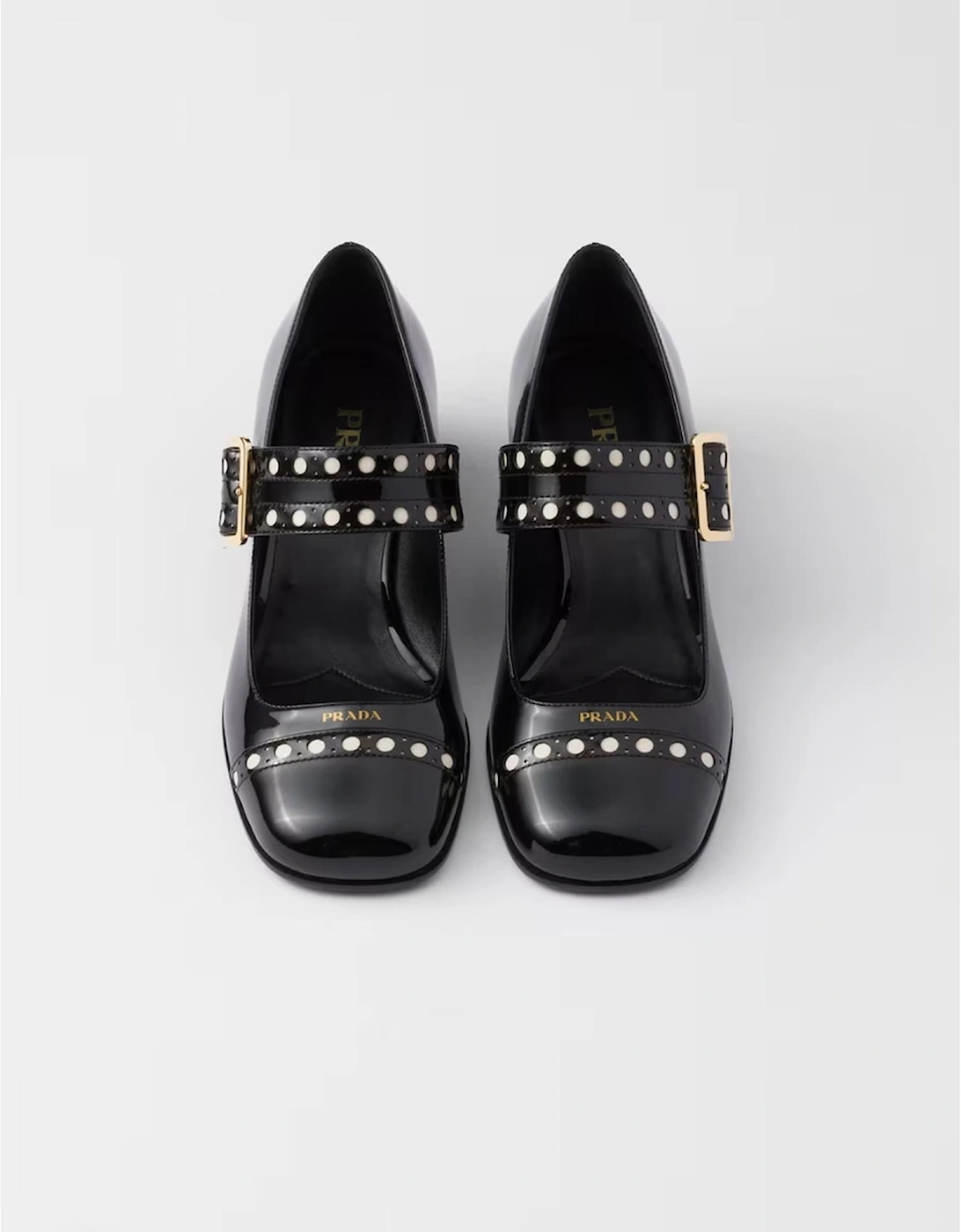 Patent Leather Mary Jane Pumps with Metal Buckle Women - Black