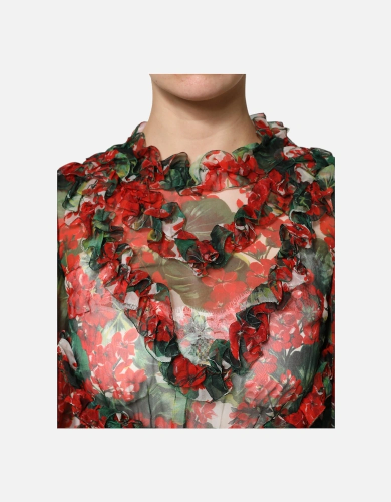 Ruffle Silk Floral Print Mini Dress Women - Multicolor Dresses