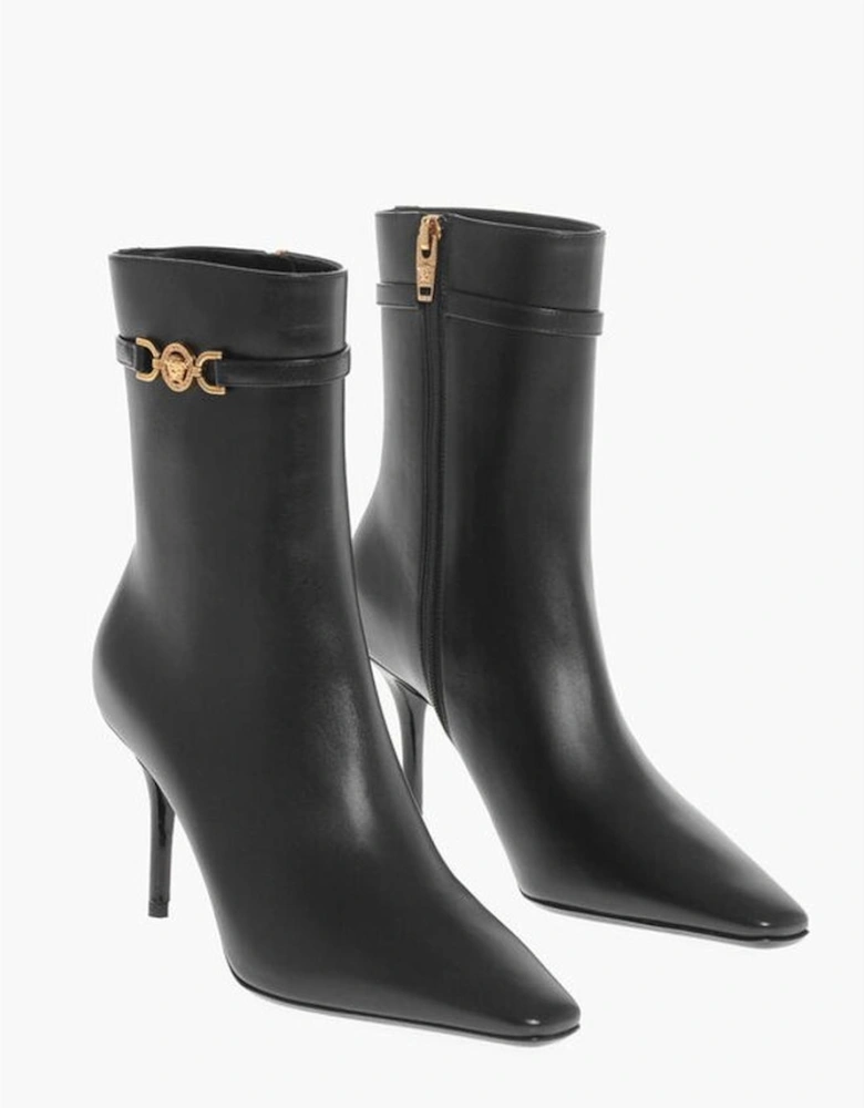 Stiletto Heel Leather Ankle Strap Sandals Women - Black Boots