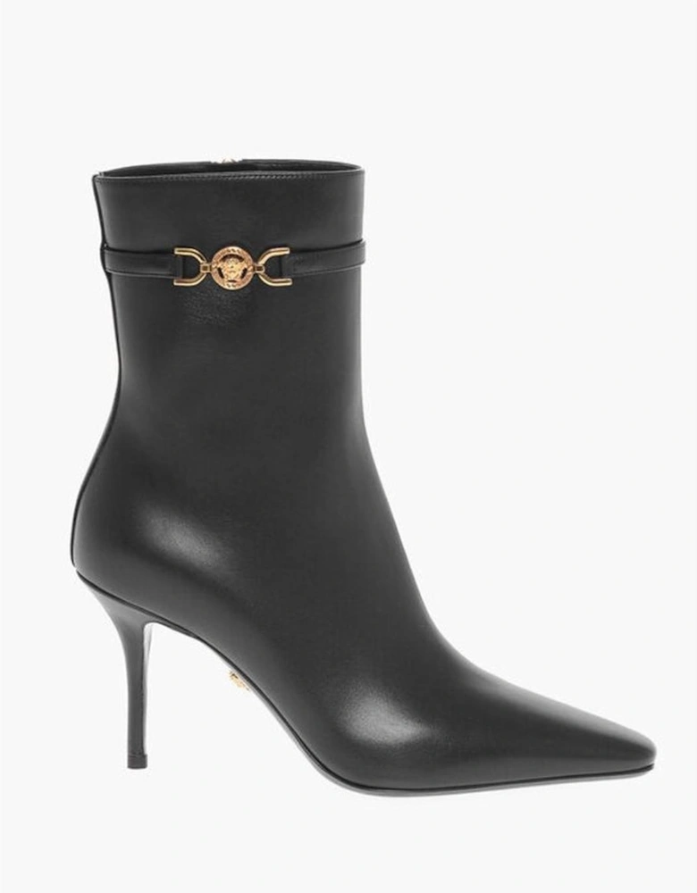 Stiletto Heel Leather Ankle Strap Sandals Women - Black Boots