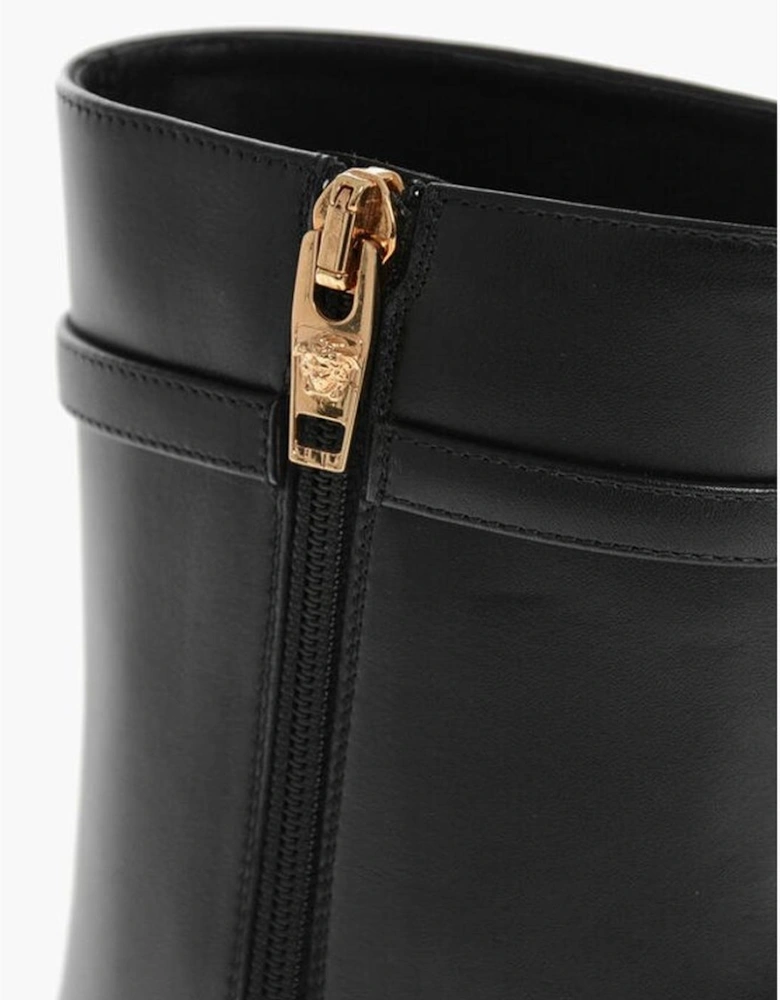 Stiletto Heel Leather Ankle Strap Sandals Women - Black Boots